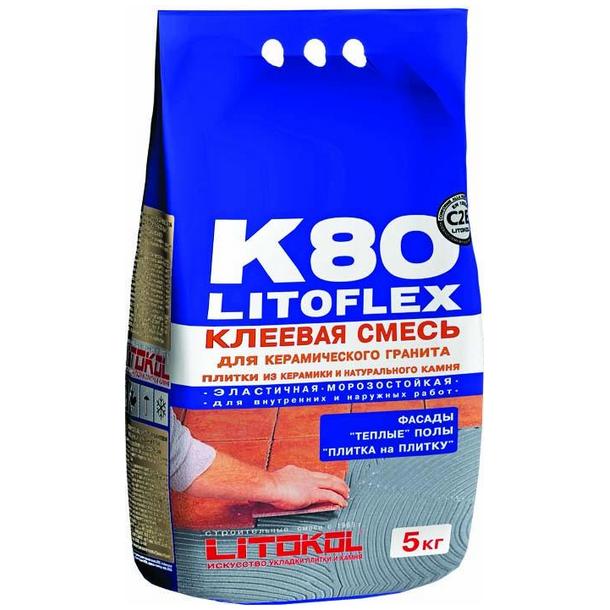 Клей для плитки и керамогранита LITOKOL LitoFlex K80 5 кг