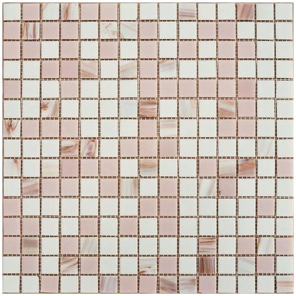 Мозаика из стекломассы 327х327х4 мм бело-розовый микс на сетке (10 шт=1.07 кв.м)