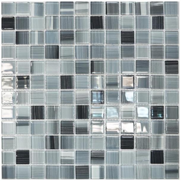 Мозаика стеклянная 327х327х4 мм серый полосатый на сетке (10 шт=1.07 кв.м)